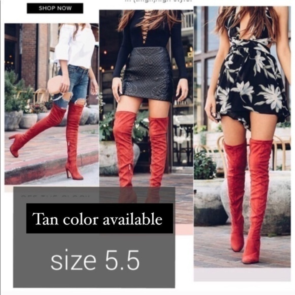 Brown over the knee boots - Picture 3 of 7